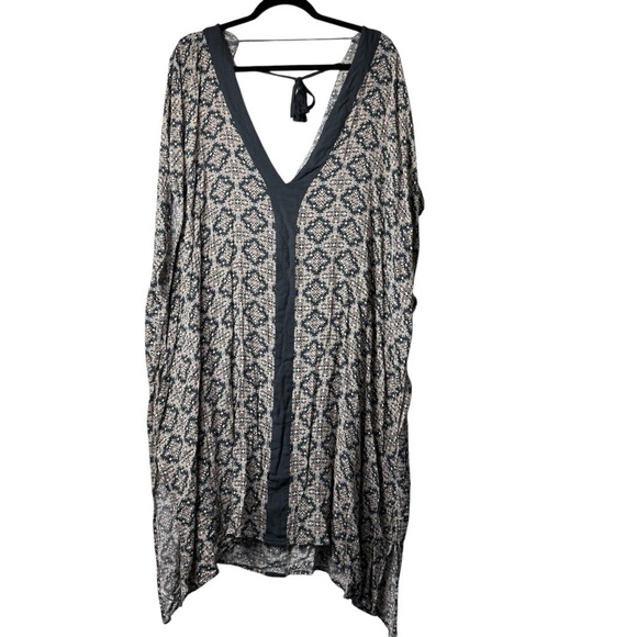 O’Neill Womens M/L Kaftan Tunic Swim Cover Up V-Neck Black Dress Boho Hippie Gyp - Picture 1 of 10